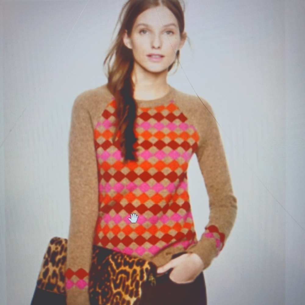 J. Crew Argyle Crew Neck Lambswool Sweater Size XS
